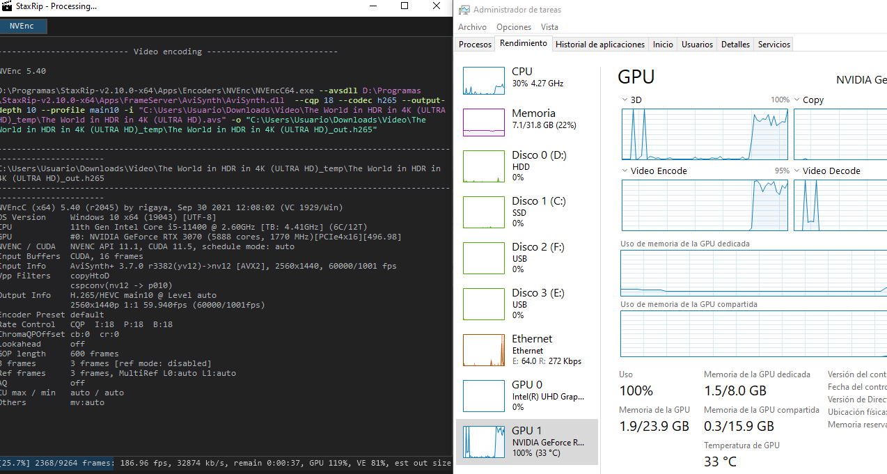 Voukoder can not USE the potential of NVENC GPUS Closed bugs