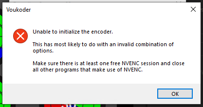 Failed to open nvenc codec generic error in an external library как исправить